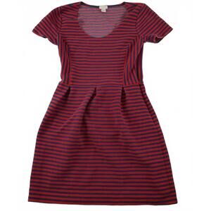 J Crew Womens Stretch Scoop Neck Red Navy Striped Mini Dress Size 4